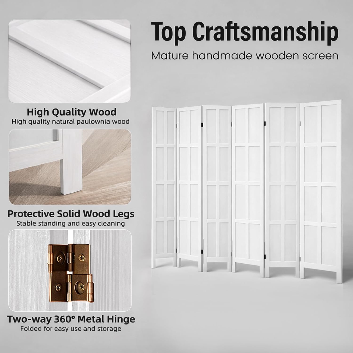 6 Panel Wood Room Divider and  - đánh giá và giá Partition Screen Divider