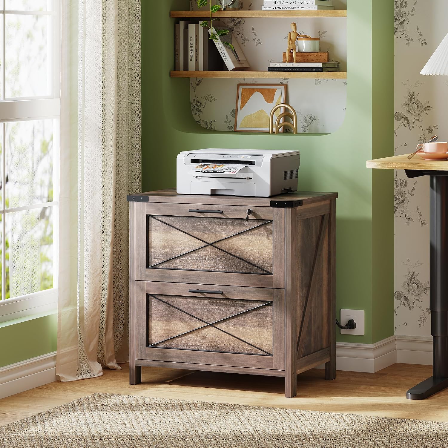 Wood Lateral File Cabinet, 2 D - đánh giá và giá Printer Stand