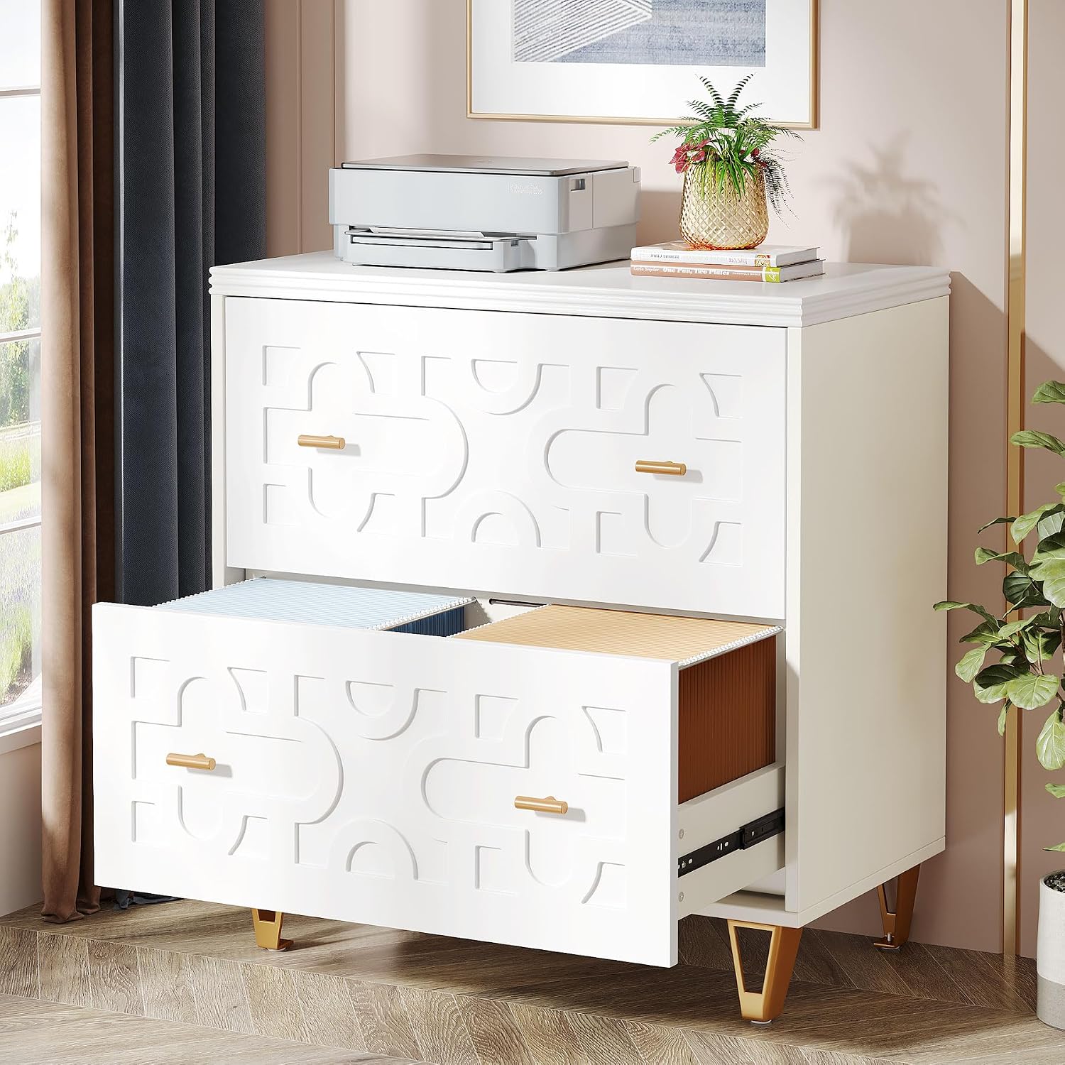 2-Drawer Lateral File Cabinet, - đánh giá và giá Printer Stand
